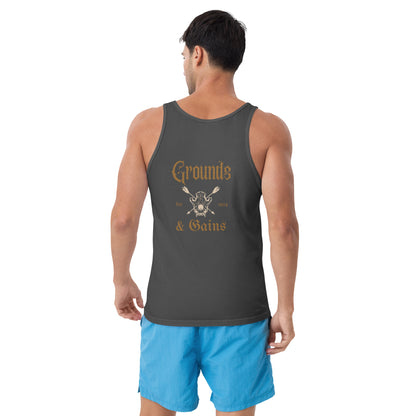 Grungy Grounds and Gains Tank Top Men's