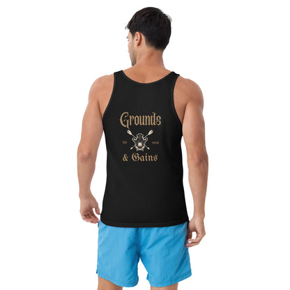 Grungy Grounds and Gains Tank Top Men's